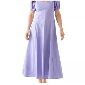 Maison Tara Dress Size 6 Lilac NWT Open Back Short Sleeves Cotton Formal